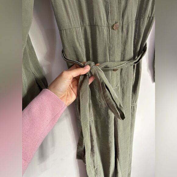 Zara Green Long Sleeves Belted Jumpsuit - Picture 7 of 15